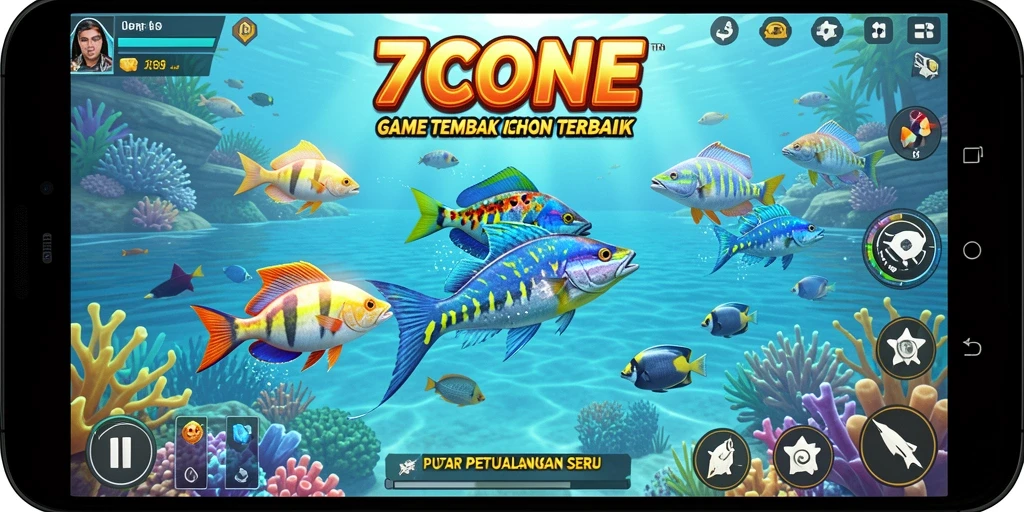 Tampilan gameplay seru dalam permainan Tembak Ikan 7CONE.