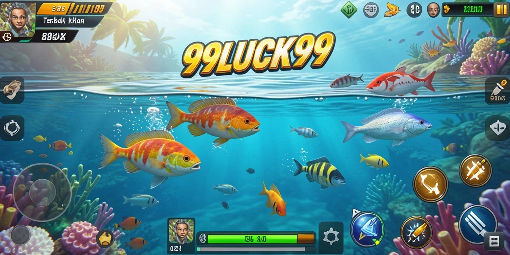 Screenshot gameplay 99LUCK99 menampilkan aksi seru Tembak Ikan.