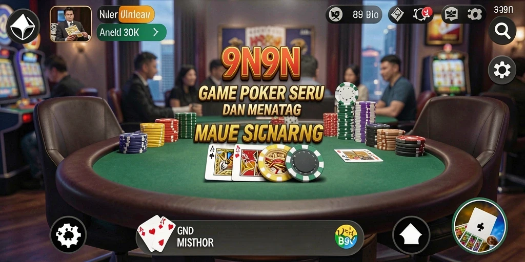 Tampilan seru gameplay Poker di 9N9N dengan pemain aktif.
