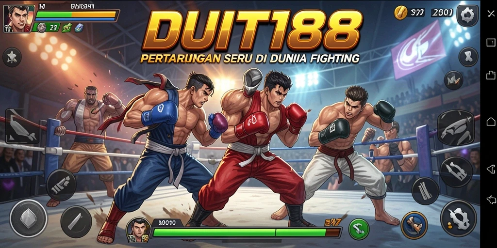 Tangkapan layar utama DUIT188 menampilkan aksi pertarungan yang intens.