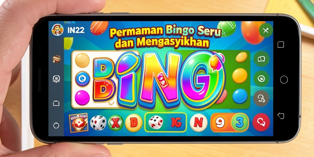 Tampilan screenshot utama IN22 menunjukkan keseruan gameplay Bingo.