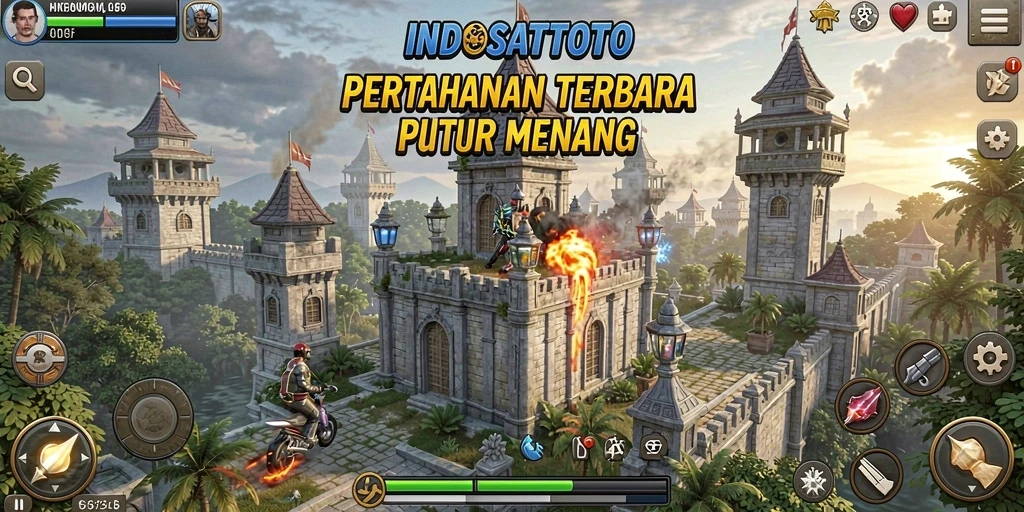 Tangkapan layar gameplay <strong>INDOSATTOTO</strong> menunjukkan aksi menara yang menambahkan dimensi strategi.