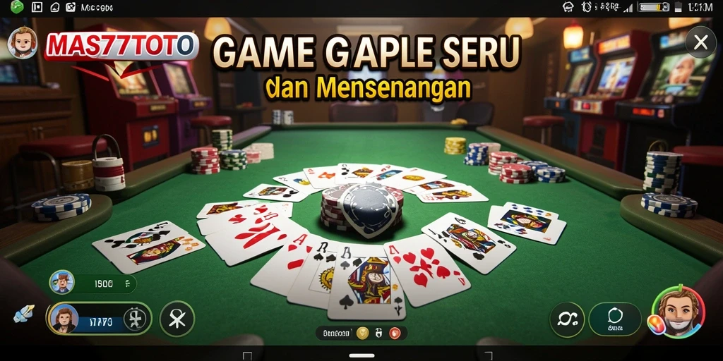 Tampilan gameplay seru dalam permainan Gaple MAS77TOTO.