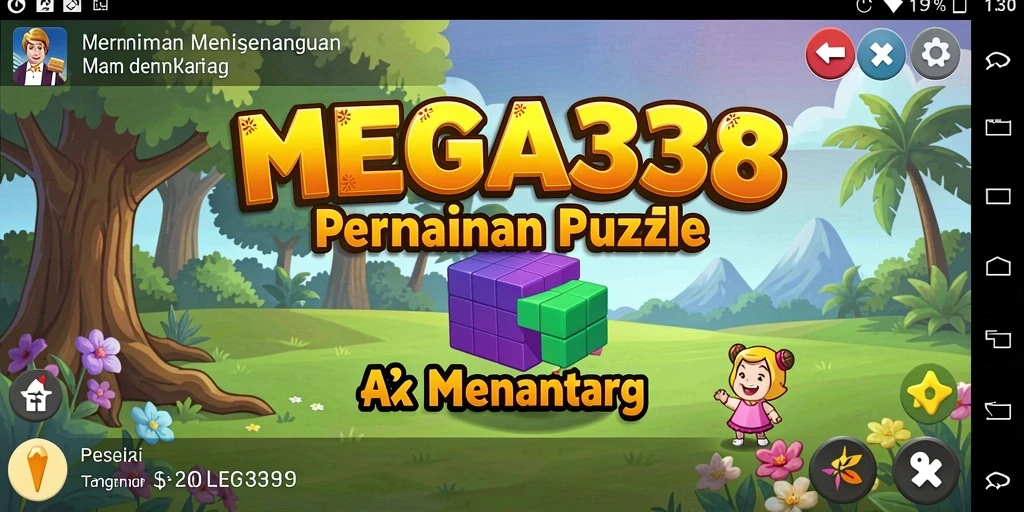 Skrinsut MEGA338 menunjukkan gameplay menantang dalam menyusun puzzle.