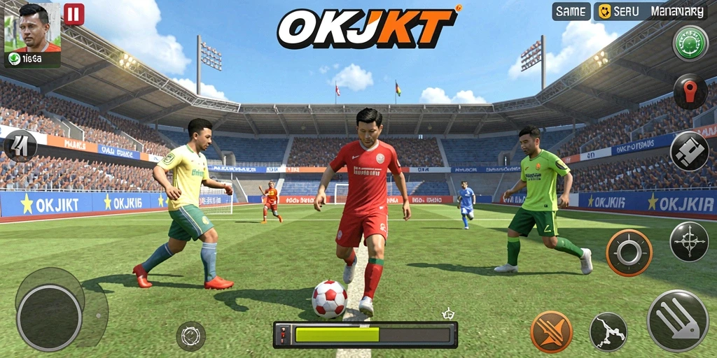 Screenshot OKJKT menampilkan aksi seru dalam pertandingan olahraga.