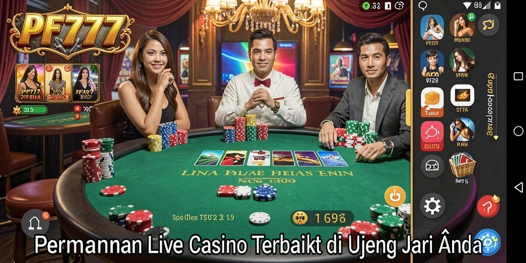 Tampilan permainan Live Casino yang mendebarkan di PF777.
