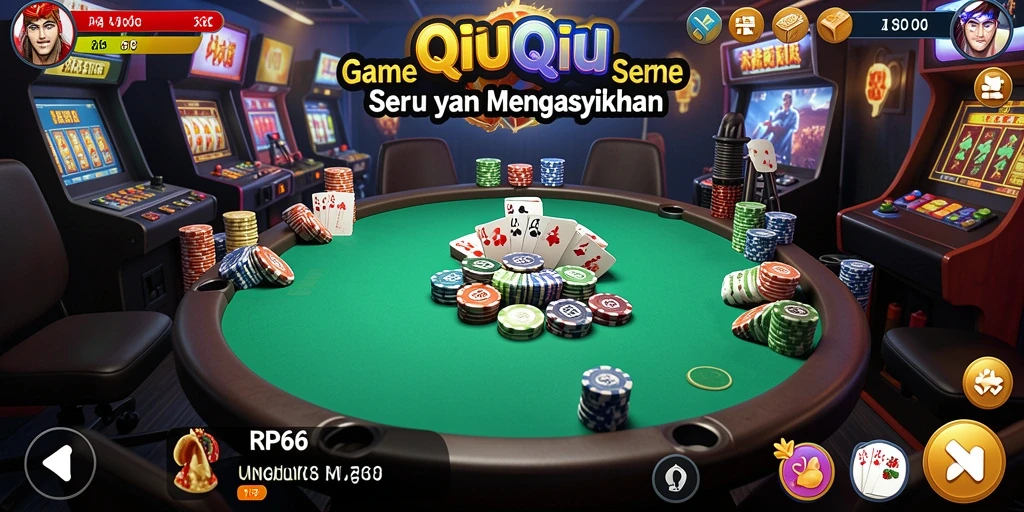 Tangkapan layar utama RP66 menampilkan aksi seru permainan QiuQiu.
