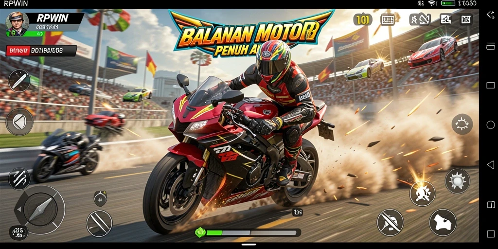 Gameplay penuh aksi di balapan motor RPWIN.