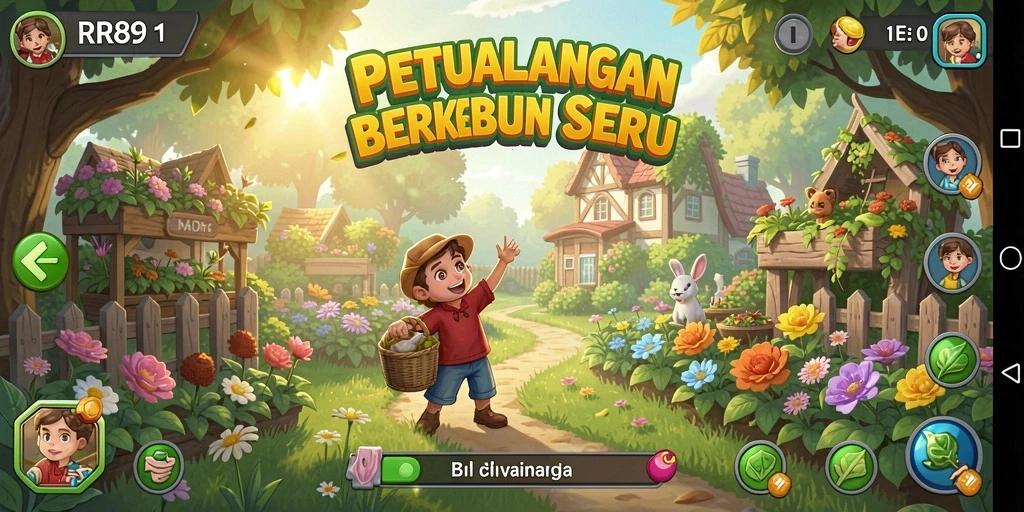 Tampilan gameplay <strong>RR89</strong> yang menawan saat berkebun.