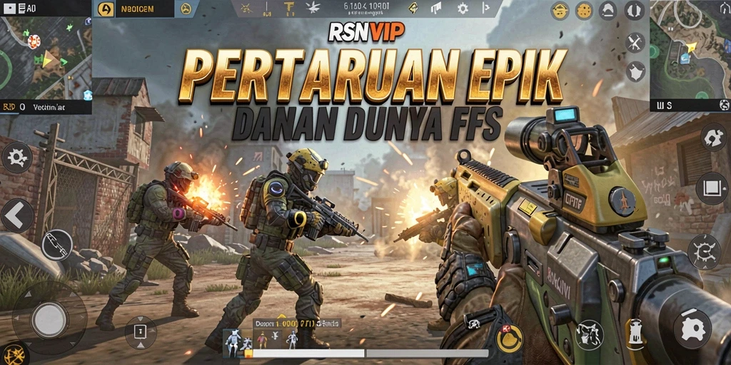 Screenshot menunjukkan aksi gameplay FPS yang mendebarkan.