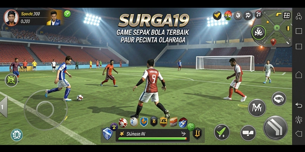 Gameplay menegangkan dan seru dalam SURGA19 dengan aksi sepak bola yang menarik.